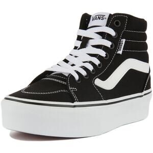 NWT Vans Women's Filmore Hi Platform Trainers Sneaker, Canvas Black White, 7.5